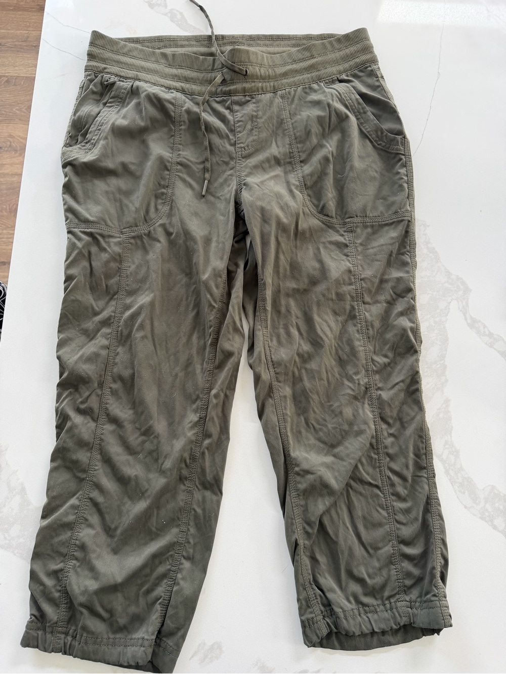 The North Face Aphrodite Joggers Women's large Green Stretch Hiking Travel Crop